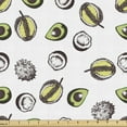 thumbnail image 1 of Tropical Fabric by the Yard, Sketches of Avocados Coconuts and Durian, Upholstery Fabric for Dining Chairs Home Decor Accents, White Charcoal Grey by Ambesonne, 1 of 5