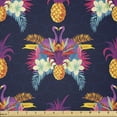 thumbnail image 1 of Tropical Fabric by The Yard, Vivid Tropical Seamless Pattern of Flamingos Flowers and Pineapples Art Print, Stretch Knit Fabric for Clothing Sewing and Arts Crafts, 3 Yards, Purple Blue, by Ambesonne, 1 of 1