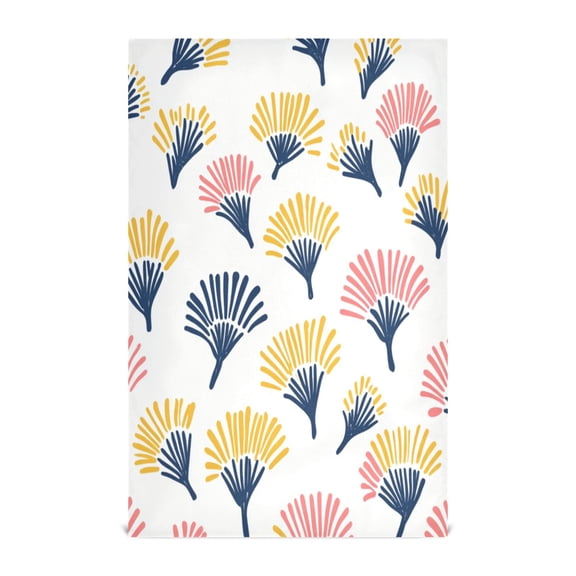 Tropical Fan Leaves Pattern Decorative Waffle Towel Kitchen Dishcloth 28x18in Multi-Use Tea Towel