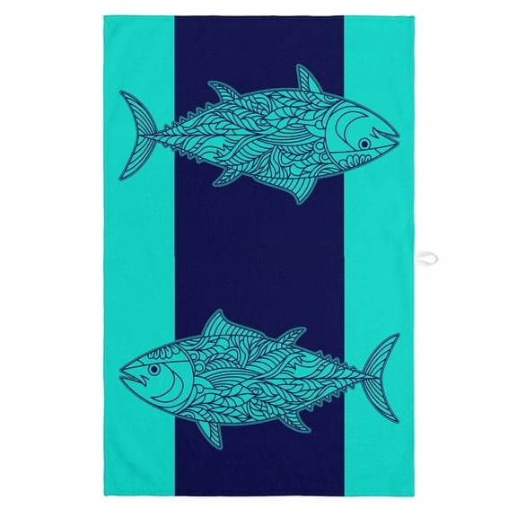 Tropical Fish 1 Pack Kitchen Towel, Water Absorbent Dish Towel, Mandalas Boho Modern Green Abstract Stripe Decorative Hand Towels - Quick Drying Cloth for Cooking Baking, 18x28 Inch