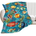thumbnail image 1 of Tropical Fish Blanket Gifts for Girls Boys Soft Warm Plush Sea Ocean Fish Throw Blanket Flannel Fleece Fuzzy Colorful Fishing Blanket for Kids Lover Bed Couch Living Room Decor 80"X60", 1 of 1