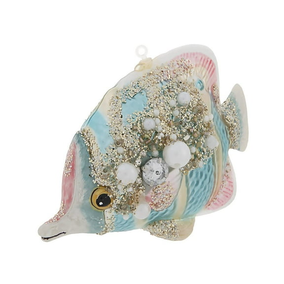 Tropical Fish Christmas Ornament, Ocean Holiday Nautical Decor, Angelfish Glass Tree Decorations, Glass Beach House Gifts by Christmas Market Ornaments