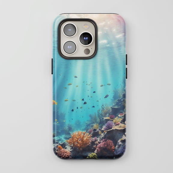 Tropical Fish Coral For All iPhone Series Protective Phone Case Ocean Theme Blue
