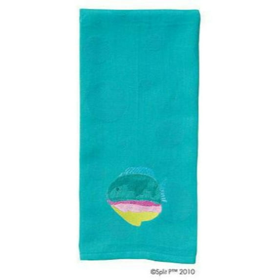 Tropical Fish Design Embroidered Jacquard Kitchen Dish Towel, Rainbow Fish