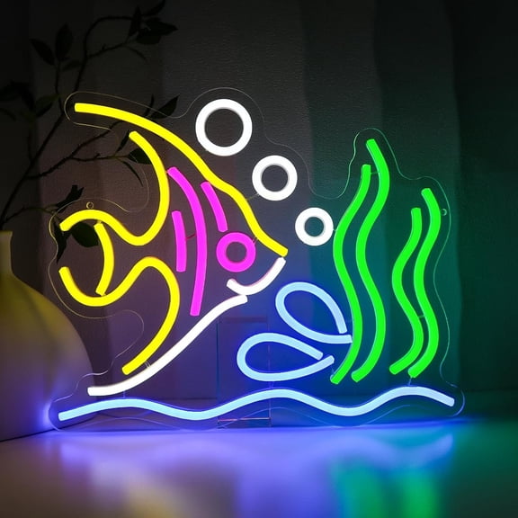 Tropical Fish Neon Sign For Wall Decor, Fish Led Signs For Room, USB Dimmable Neon Lights For Shop Bar Pub Club Man Cave Party Store Office Restaurant Museum Decoration