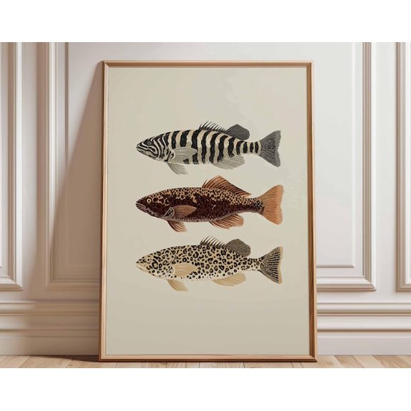 Tropical Fish Ocean Wall Art Print, Unframed Paper Poster 8x10in