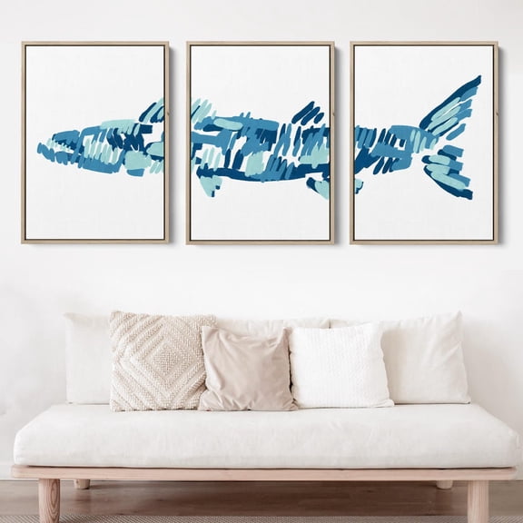 Tropical Fish Painting The Barracuda Triptych Art Print or Poster Set 3
