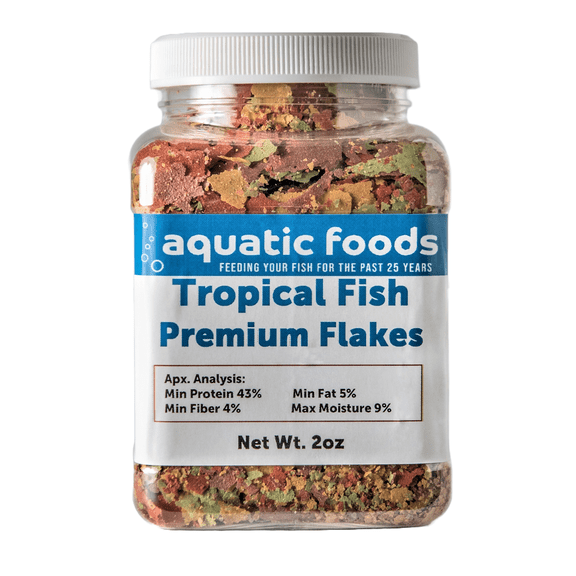 Tropical Fish Premium Flakes for All Community Tropical Fish, Cichlids and Pond Fish. Aquatic Foods Premium Flakes2oz Small Jar