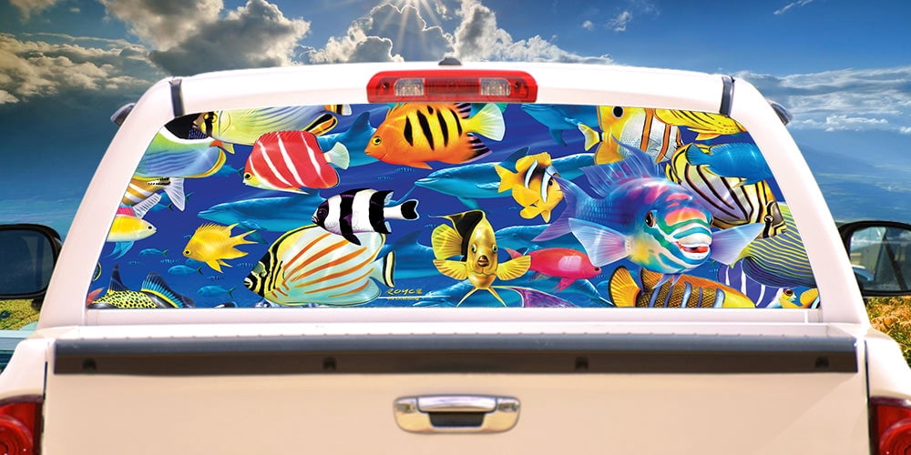 Tropical Fish Rear Window Graphic | HD Truck & Car Back Window Graphic ...