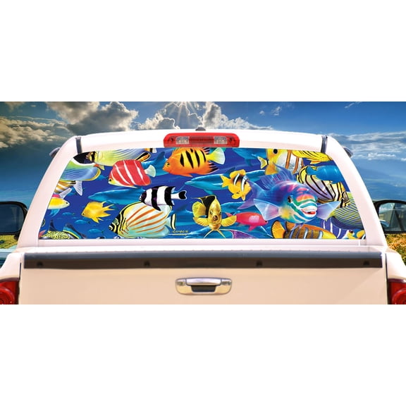 Tropical Fish Rear Window Graphic | HD Truck & Car Back Window Graphic SignMission