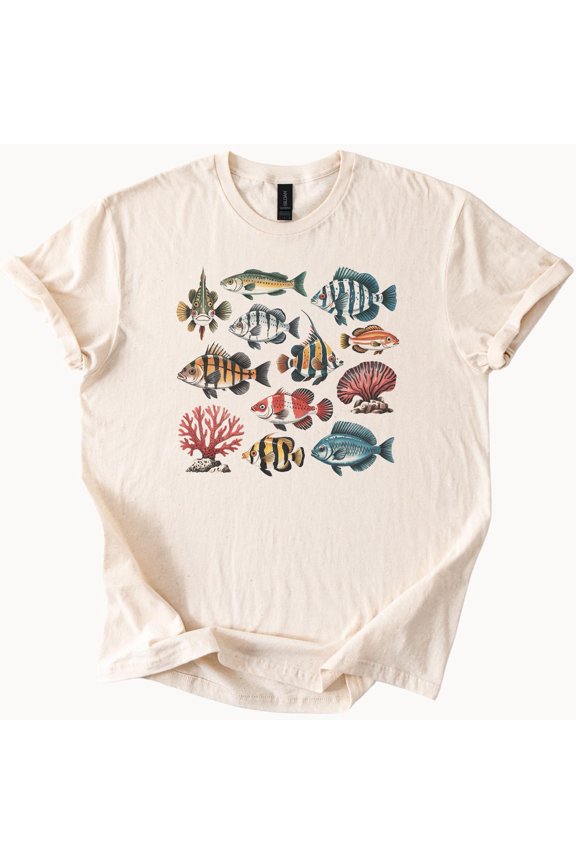 Tropical Fish T Shirt Ocean Reef Graphic Tee Aquarium Lover Gift, Unisex T-Shirt