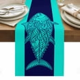 thumbnail image 1 of Tropical Fish Table Runner - 108 Inch Long, Kitchen Dining Table Runner Dresser Scarves, Mandalas Boho Modern Green Abstract Stripe Farmhouse Decor for Coffee Tables Wedding Party Banquet, 1 of 8
