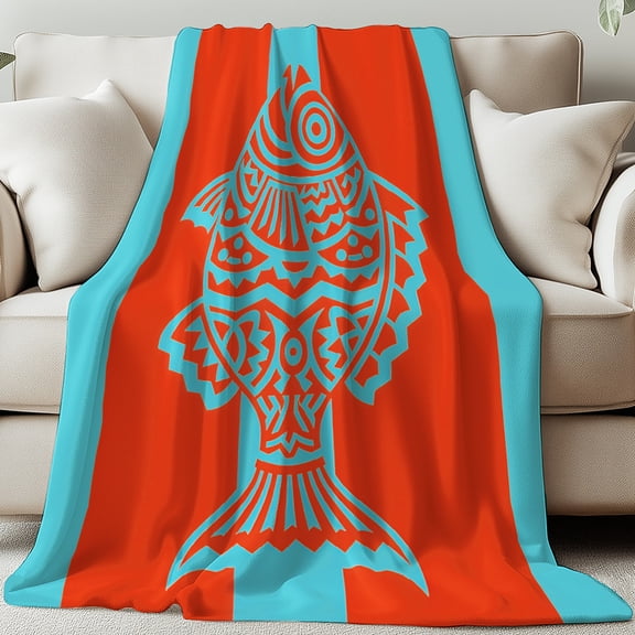 Tropical Fish Throw 5951inch Blue and Red Fish Soft Cozy Flannel Blanket Washable Fuzzy Throw Blanket for Home Office Room Bed Sofa Chair Gifts