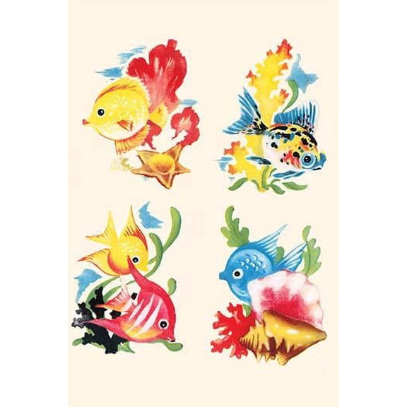 Tropical Fish Vignettes-Fine Art Canvas Print (20" x 30")