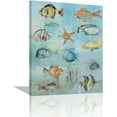 thumbnail image 1 of Tropical Fish Wall Art Beach Coastal Fishing Wall Decor Ocean Theme Print Painting Pictures Modern Home Artwork Decor for Bathroom Living Room Framed Ready to Hang 12"x16", 1 of 6