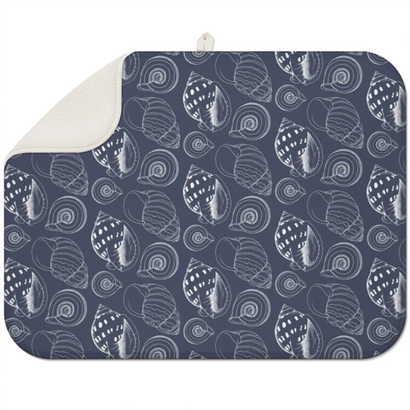 Tropical Fish and Seashell Drying Pad - Multipurpose Microfiber Mat for Countertop, Dish, and Pot Drying