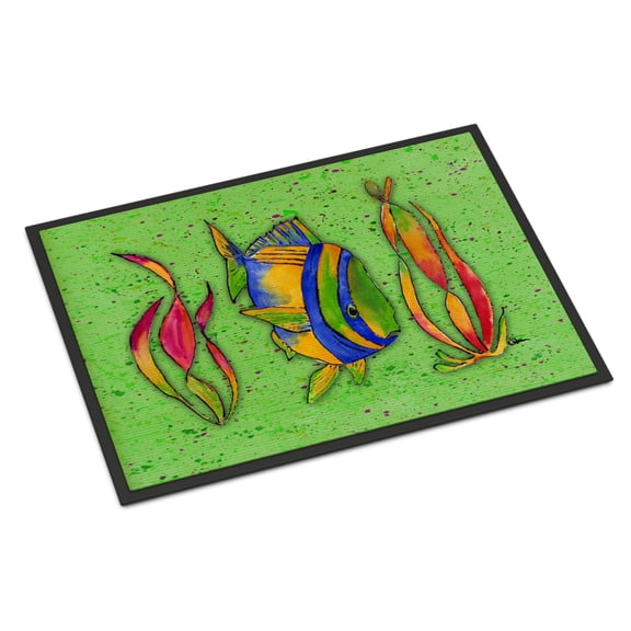 Tropical Fish on Green Doormat 18x27