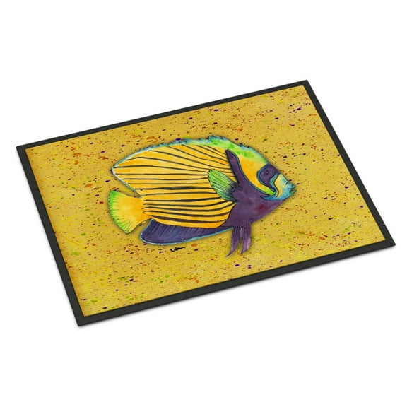 Tropical Fish on Mustard Doormat 18x27