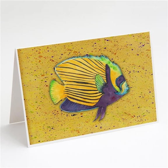 Tropical Fish on Mustard Greeting Cards & Envelopes - Pack of 8