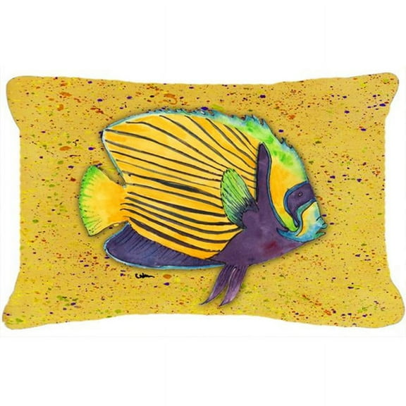Tropical Fish on Mustard Indoor & Outdoor Fabric Decorative Pillow