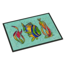 Tropical Fish on Teal Door Mat
