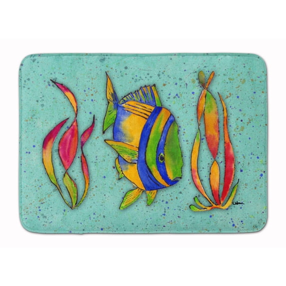 Tropical Fish on Teal Machine Washable Memory Foam Mat