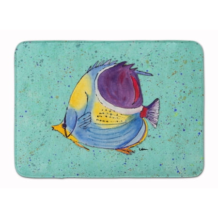 Tropical Fish on Teal Machine Washable Memory Foam Mat