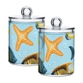 thumbnail image 1 of Tropical Fishes Water Plant Starfishes Cartoon Translucent Plastic Cans Storage Canisters with Lid Set of 2, 1 of 7
