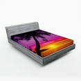 thumbnail image 1 of Tropical Fitted Sheet, Palm Tree Silhouette on Beach at Sunset Summertime Travel Destination, Decorative Soft Bedding All-round Elastic Pocket, California King, Purple Orange Black, by Ambesonne, 1 of 3