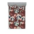 thumbnail image 1 of Tropical Fitted Sheet & Pillow Sham Set, Colorful Monstera Leaves Flowers Oversimplified Abstract Illustrations, Decorative Printed 3 Piece Bedding Decor, Full, Pale Salmon Seafoam, by Ambesonne, 1 of 1