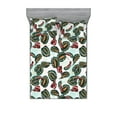 thumbnail image 1 of Tropical Fitted Sheet & Pillow Sham Set, Exotic VIntage Vibe Maranta Leaves Illustration Print Artwork, Decorative Printed 3 Piece Bedding Decor, King, Teal Mint Green and Raspberry, by Ambesonne, 1 of 2