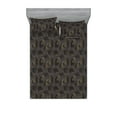 thumbnail image 1 of Tropical Fitted Sheet & Pillow Sham Set, Exotic Vibe Monochrome Like Illustrated Palm Tree Leaf Pattern on Dark Backdrop, Decorative Printed 3 Piece Bedding Decor, King, Dimgray Amber, by Ambesonne, 1 of 2