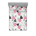 thumbnail image 1 of Tropical Fitted Sheet & Pillow Sham Set, Geometric Watercolor Triangles Pineapples Dots on Plain Back Art, Decorative Printed 3 Piece Bedding Decor, King, Charcoal Grey and Hot Pink, by Ambesonne, 1 of 1