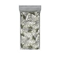 thumbnail image 1 of Tropical Fitted Sheet & Pillow Sham Set, Repetitive Monochrome Exotic Leaves Pattern on Plain Back Vintage, Decorative Printed 2 Piece Bedding Decor, Twinxl, Sage Green and Grey Yellow, by Ambesonne, 1 of 2