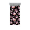 thumbnail image 1 of Tropical Fitted Sheet & Pillow Sham Set, Retro Watercolor Crystal Gems Diamonds Roses Leaves Feathers Pattern, Decorative Printed 2 Piece Bedding Decor, Twinxl, Dark Magenta and Khaki, by Ambesonne, 1 of 2