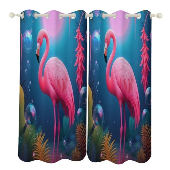 Tropical Flamingo 2pcs Blackout Curtains For Living Room Bedroom Grommet Top Window Set for Left And Right Biparting Open