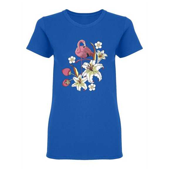Tropical Flamingo And Flowers Shaped T-Shirt Women -Image by Shutterstock, Female Small