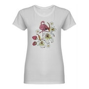 Tropical Flamingo And Flowers Shaped Tee Womens -Image by Shutterstock