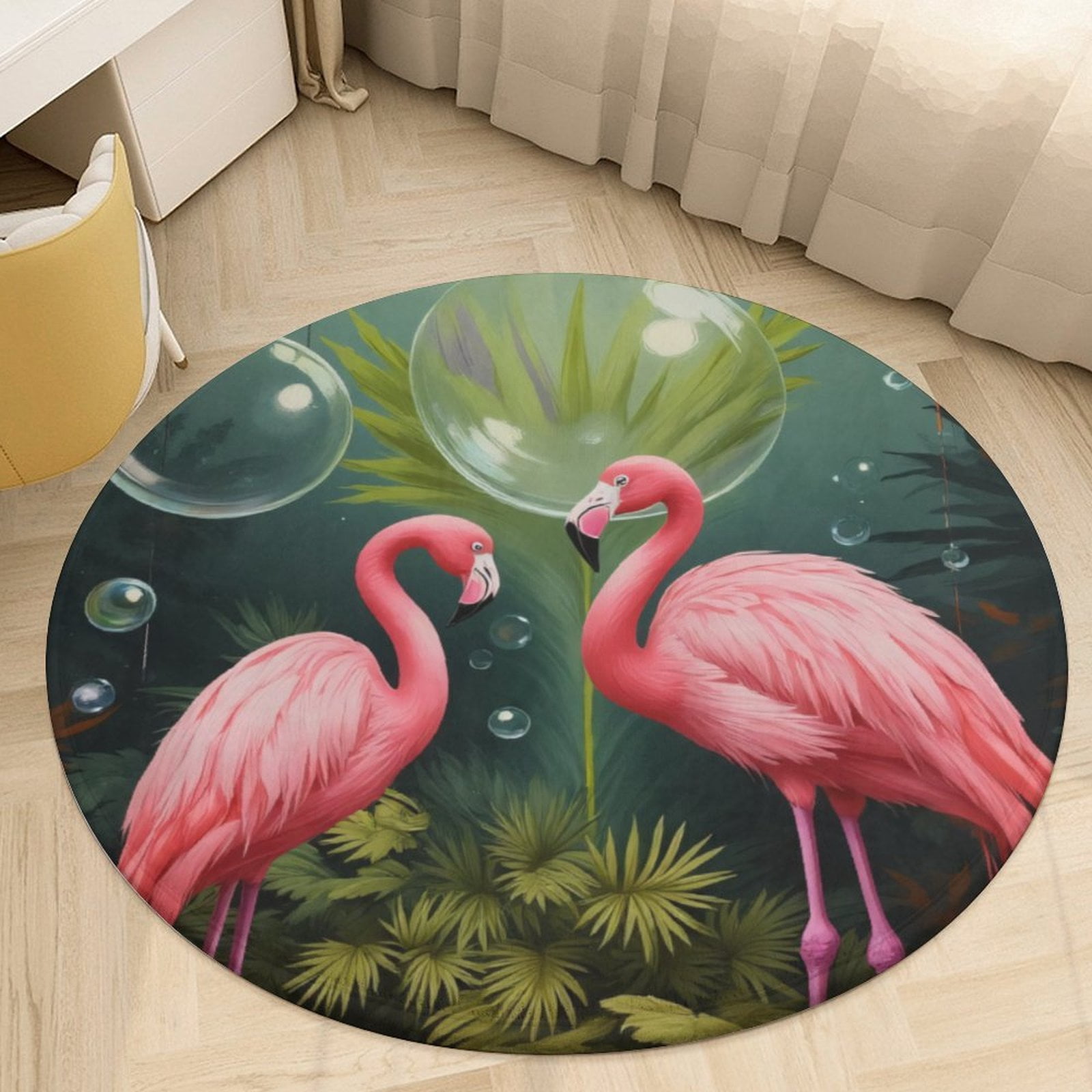Tropical Flamingo Fantasy Round Area Rugs for Bedroom Living Room, 3FT ...