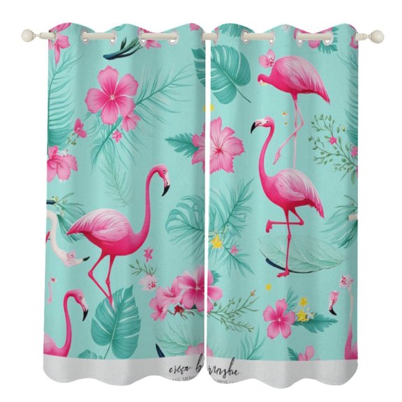 Tropical Flamingo Floral Pattern Luxury Window Curtains Blinds for Living Room Bedroom Bathroom Kicthen Door Home Decor 2 Panels