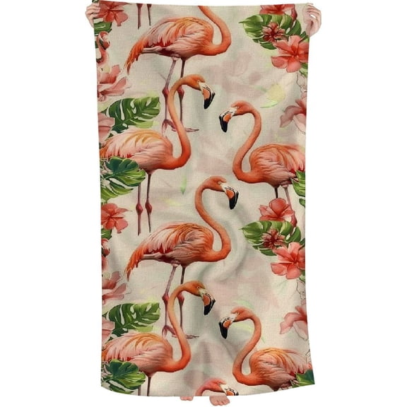 Tropical Flamingo Flower Microfiber Sand Free Beach Towel Thin Pool Towel Large Lightweigt Absorbent Beach Towels for Travel Swim Pool Gym Beach Essentials Accessories