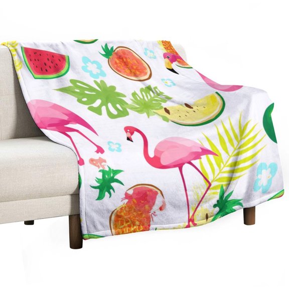 Tropical Flamingo Fruit Pattern Blankets Bedroom Living Room Sofa Throw Blankets for Beds