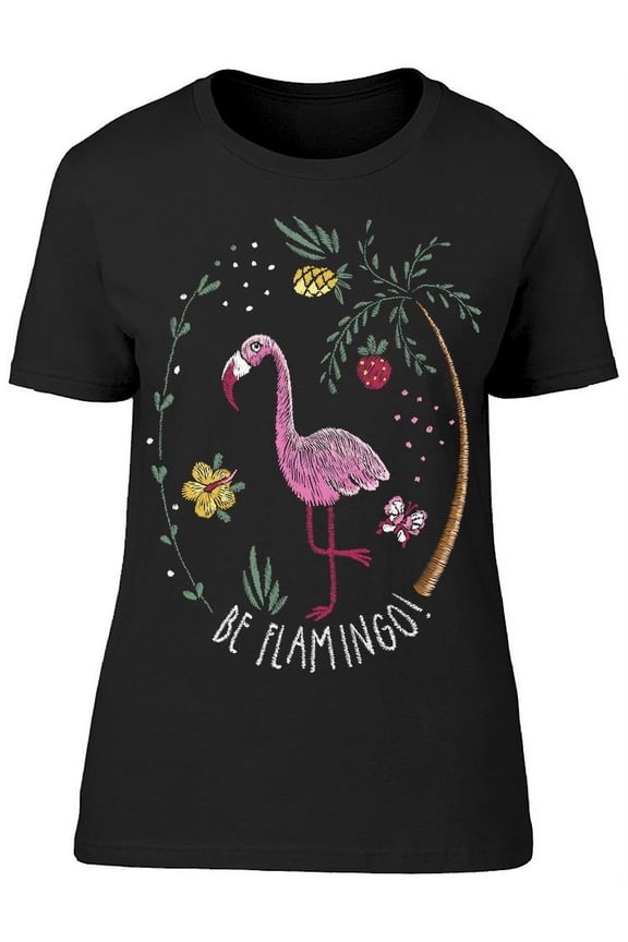 Tropical Flamingo Graphic T-Shirt Women -Image by Shutterstock, Female x-Large