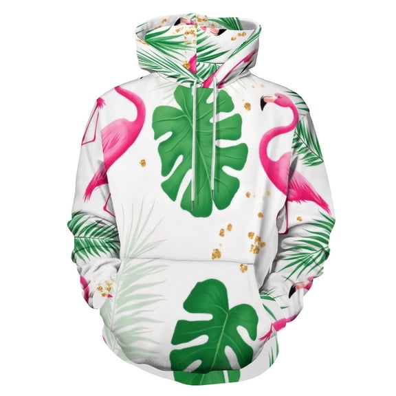 Tropical Flamingo Leaf Pattern 3D Print Hoodie Men Women Autumn Thin Pullover Sweatshirt Vintage Streetwear Tops