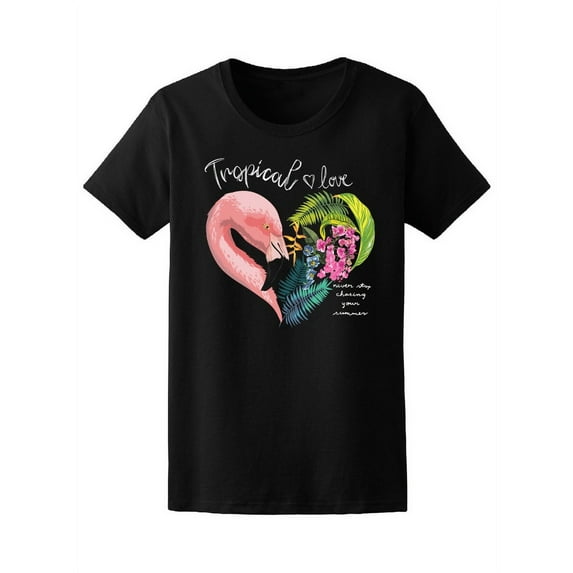 Tropical Flamingo Love T-Shirt Women -Image by Shutterstock, Female XX-Large