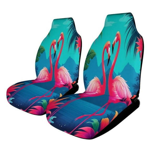 Tropical Flamingo Paradise(1)-5 Set of 2Pcs Car Seat Covers Easy Clean Automobile Seat Protector Car Interior Accessories