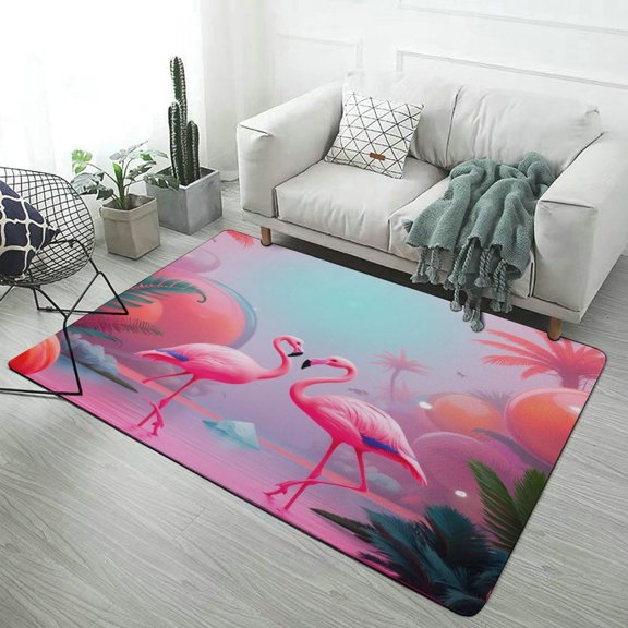Tropical Flamingo Paradise(2)-1 Carpet for Home Decoration Rugs Soft Carpet for Bedroom Room Living Room Bathroom Entrance Door Non-slip Comfort Mat