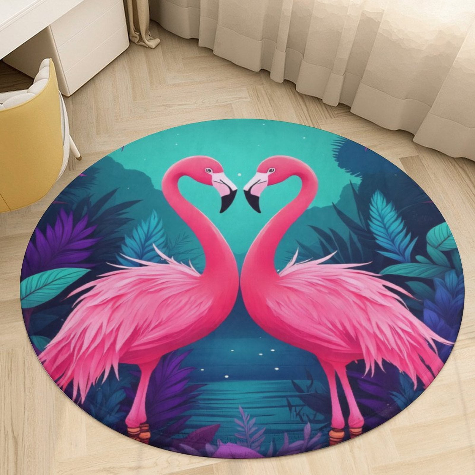 Tropical Flamingo Paradise(2) Round Area Rugs for Bedroom Living Room ...