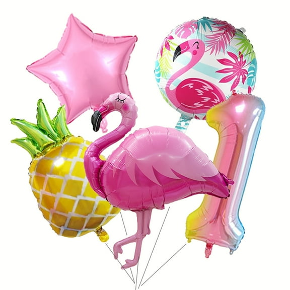 Tropical Flamingo Pineapple Foil Set Number 1 Color Number Balloon Girl Birthday Hawaiian Party Baby Shower Decoration