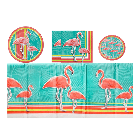 Tropical Flamingo Plates Napkins Table Cover
